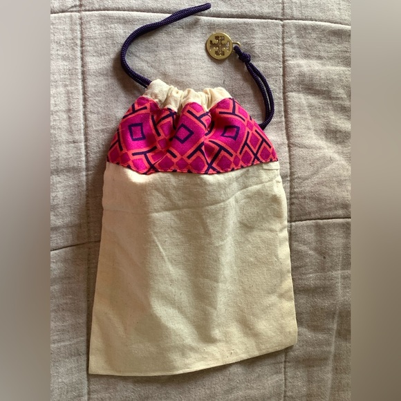 Tory Burch dust bag linen pouch gold charm repurpose travel storage - Picture 3 of 3